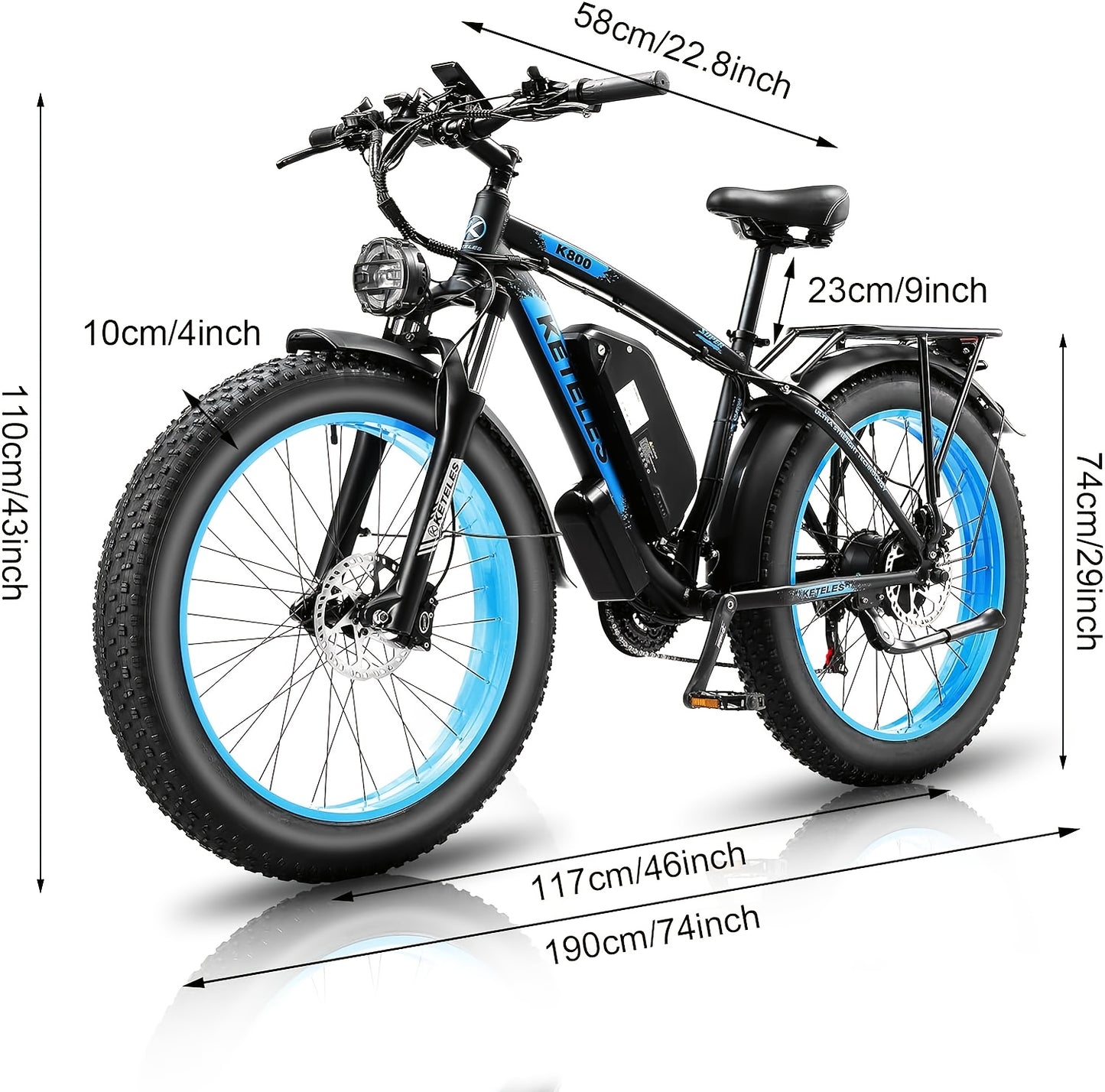KETELES 26" Adult Electric Bike with 48V 20AH 960Wh Removable Battery, 720W Brushless Motor, 21 Speed Gears, 19.5mph Speed & 50-Mile Range, All-Aluminum Alloy Frame, Front Suspension & Disc Brakes, Black/Blue Accents - Includ
