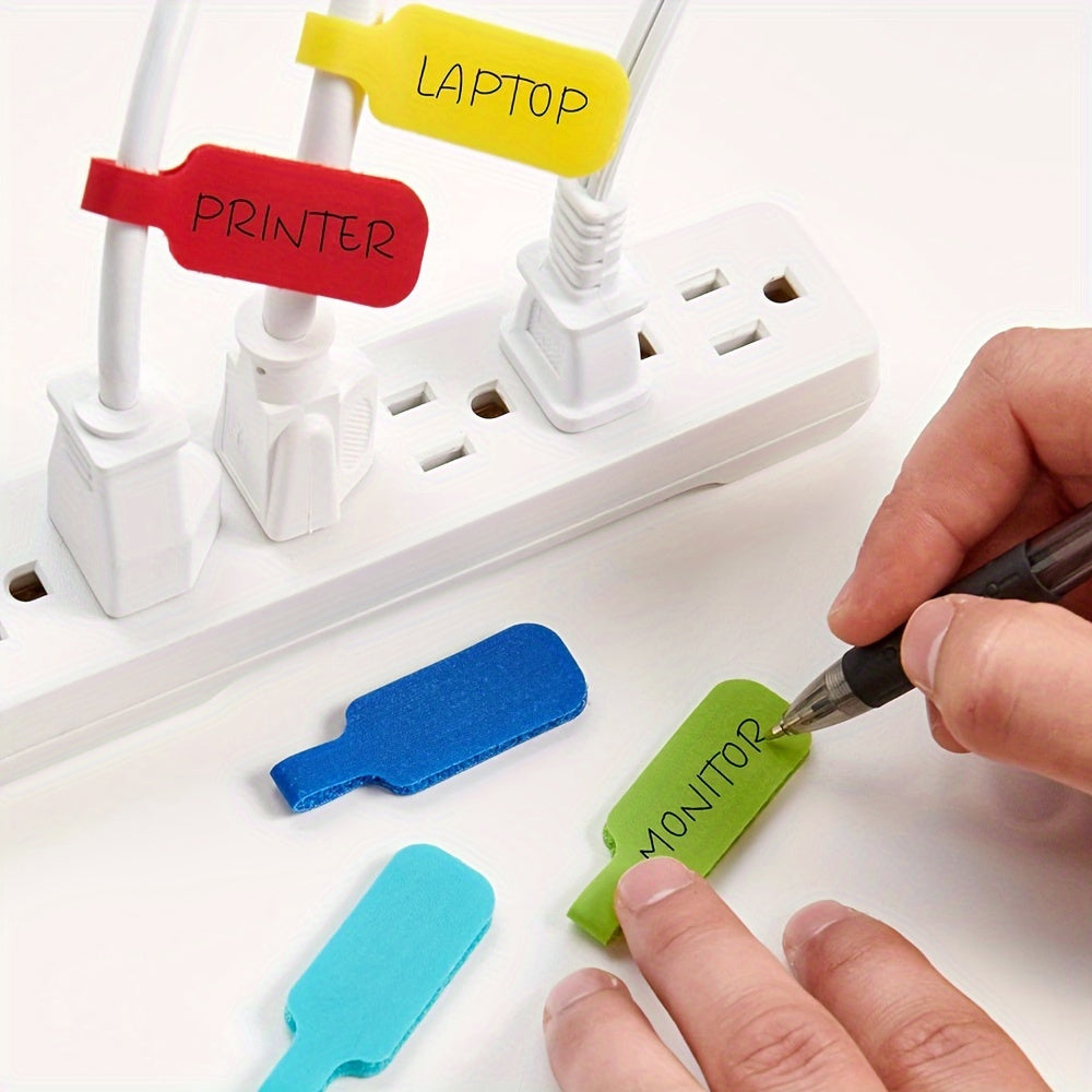 15/32pcs Multicolor Cable Label Tags, Durable Nylon Cord Organizer Straps with Writable Surface for Electronics, Computers, and Cable Management