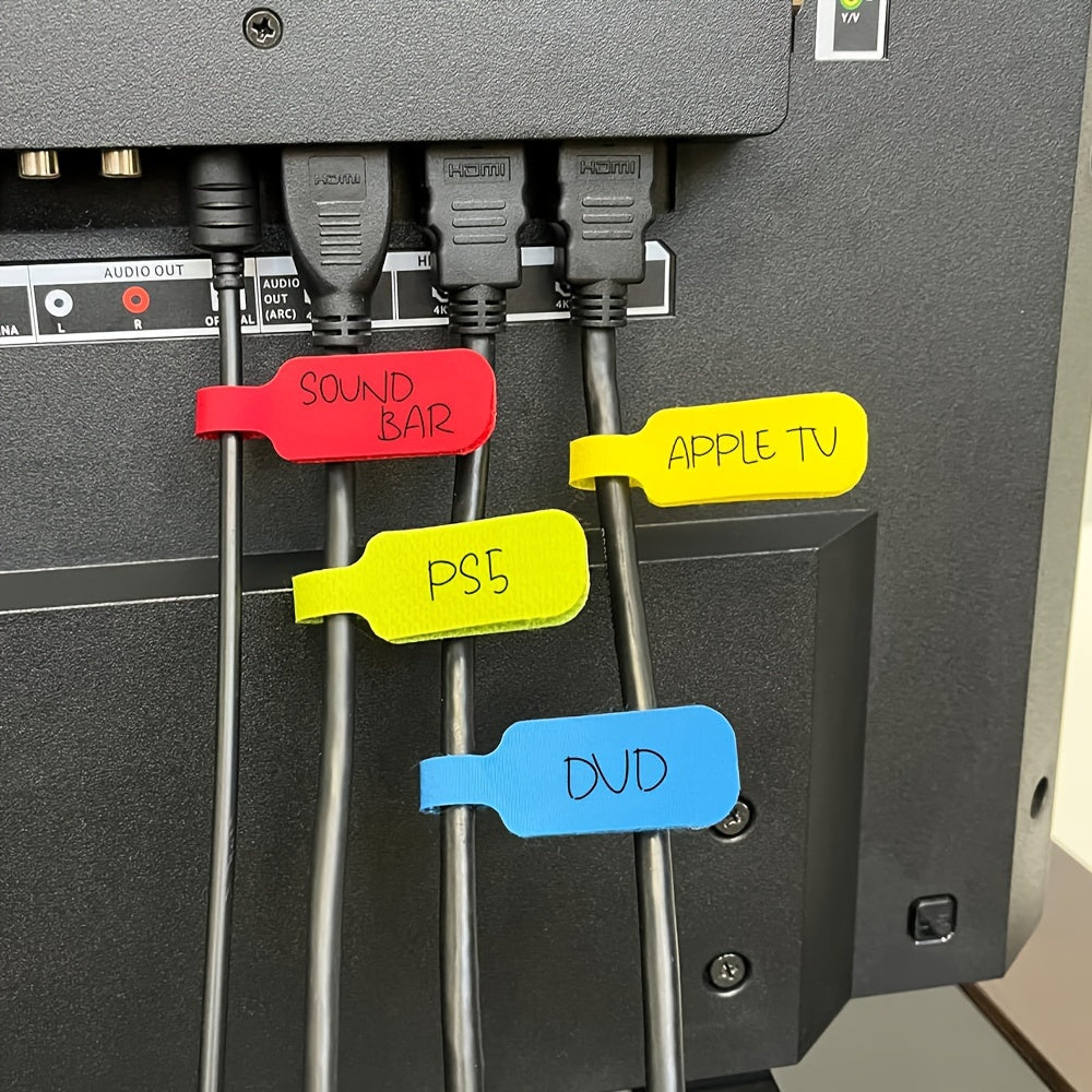 15/32pcs Multicolor Cable Label Tags, Durable Nylon Cord Organizer Straps with Writable Surface for Electronics, Computers, and Cable Management