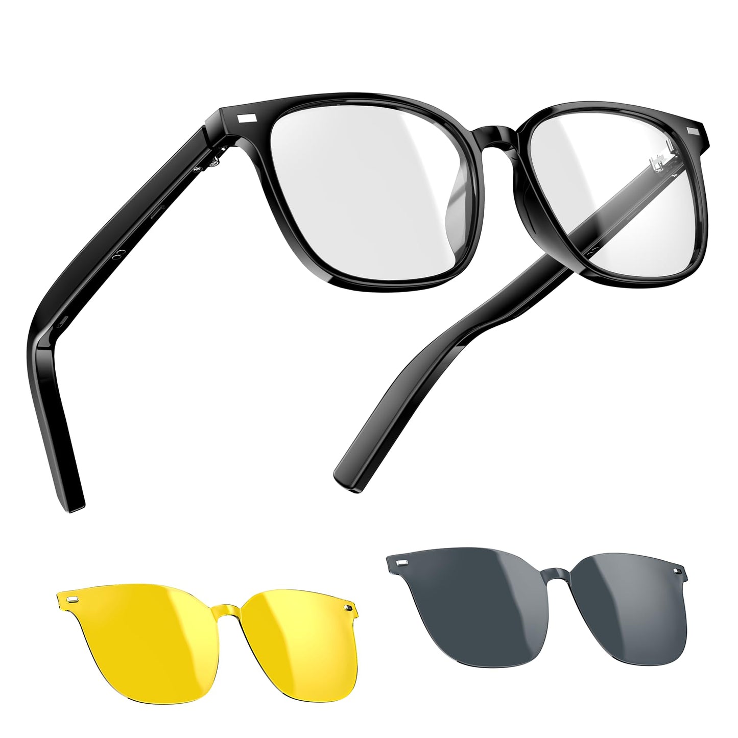 Blackview Smart Glasses, 5.3 Bluetooth Sunglasses, Anti-Blue Lens, 2 Change Lenses, Voice Assistant Compatible, UV Protection
