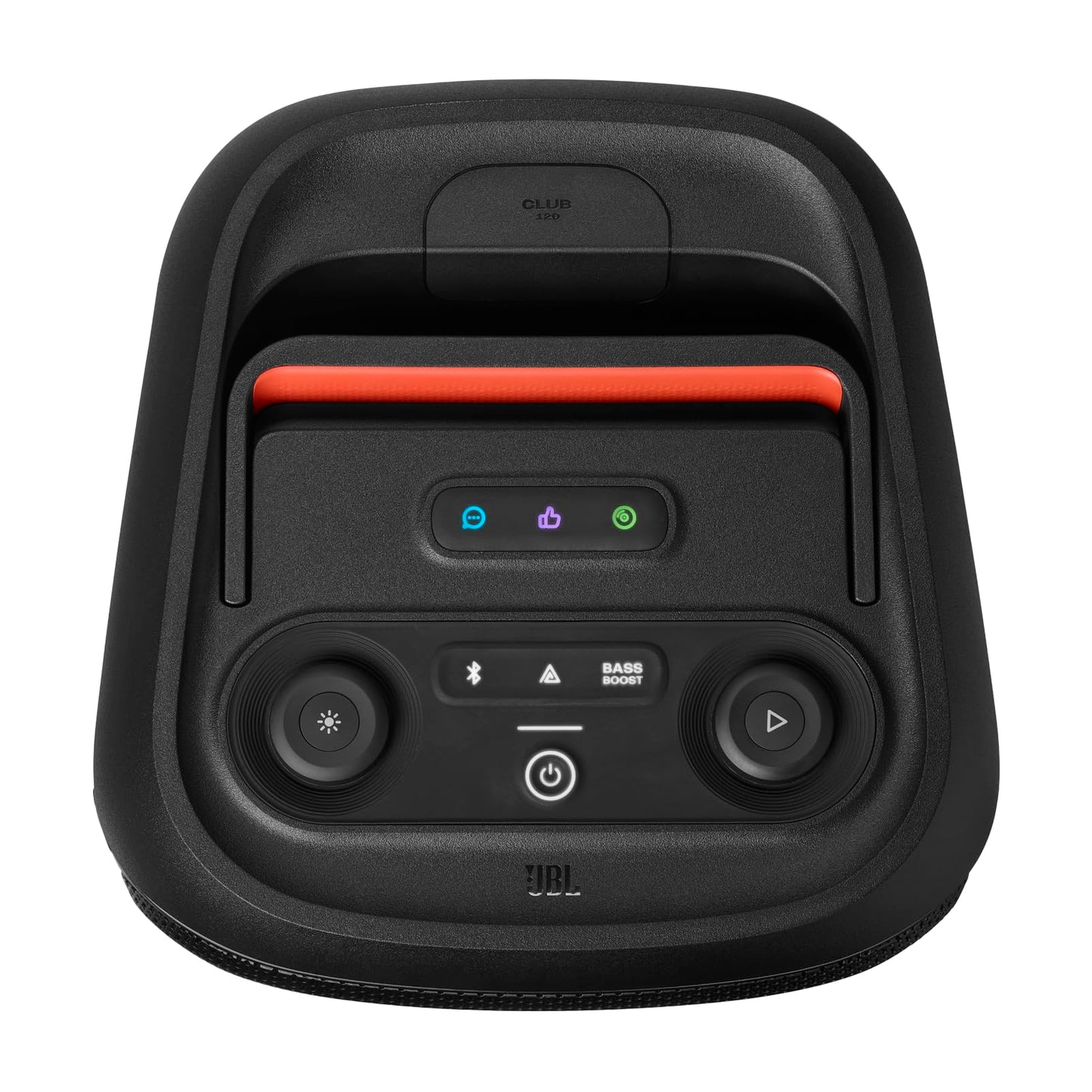 JBL PartyBox Club 120 - Portable Party Speaker with Foldable Handle, Powerful JBL Pro Sound, Futuristic lightshow, Up to 12 Hours of Play time, Splash Proof, Dual Mic & Guitar Inputs (Black)