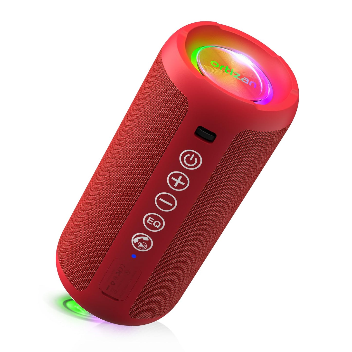 Ortizan Portable Bluetooth Speaker: IPX7 Waterproof, 24W Loud Sound, Deep Bass, Bluetooth 5.3, LED Lights, Wireless Stereo Pairing, 30H Playtime, for Home/Outdoor/Party/Beach, Birthday Gift (Black)