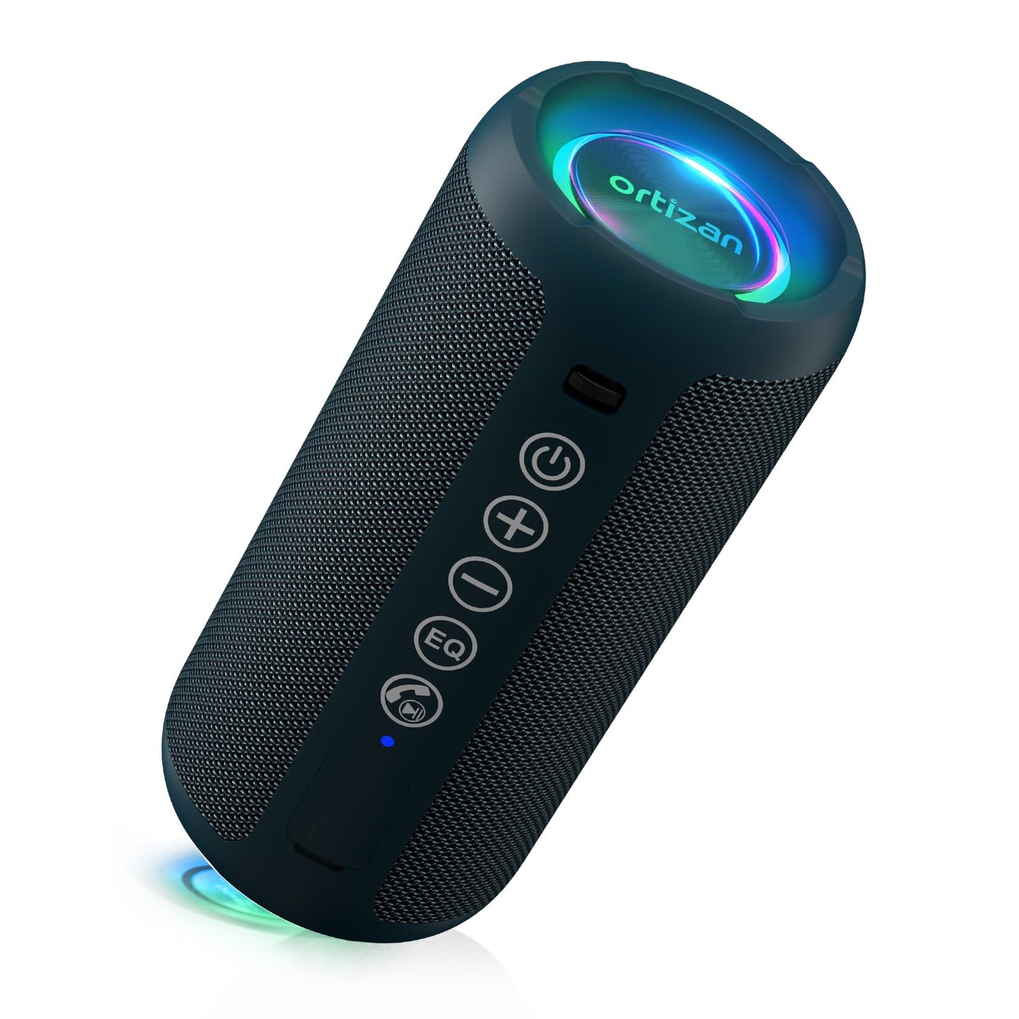 Ortizan Portable Bluetooth Speaker: IPX7 Waterproof, 24W Loud Sound, Deep Bass, Bluetooth 5.3, LED Lights, Wireless Stereo Pairing, 30H Playtime, for Home/Outdoor/Party/Beach, Birthday Gift (Black)