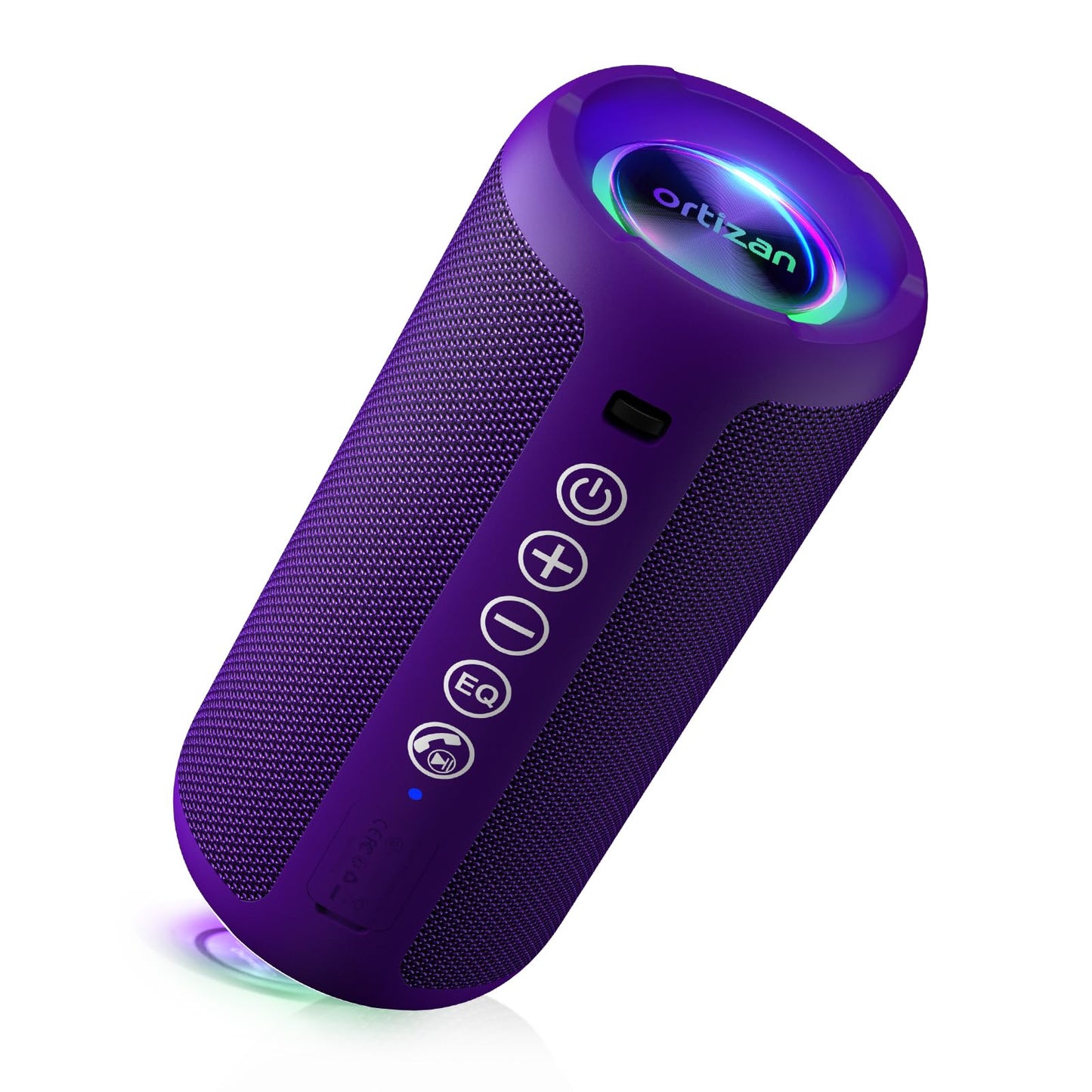 Ortizan Portable Bluetooth Speaker: IPX7 Waterproof, 24W Loud Sound, Deep Bass, Bluetooth 5.3, LED Lights, Wireless Stereo Pairing, 30H Playtime, for Home/Outdoor/Party/Beach, Birthday Gift (Black)