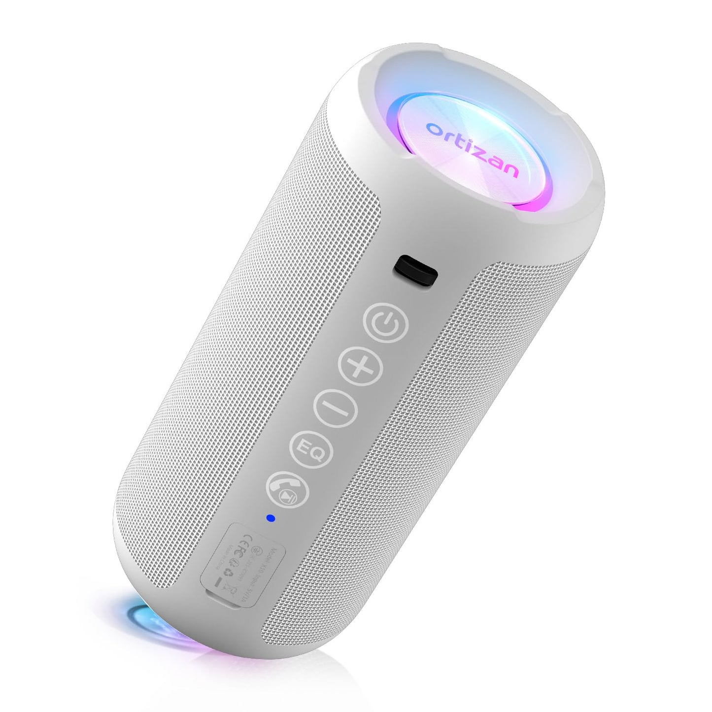 Ortizan Portable Bluetooth Speaker: IPX7 Waterproof, 24W Loud Sound, Deep Bass, Bluetooth 5.3, LED Lights, Wireless Stereo Pairing, 30H Playtime, for Home/Outdoor/Party/Beach, Birthday Gift (Black)