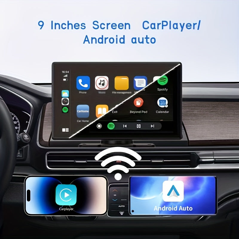 9inch Portable Wireless Carplay Car Stereo, 7" HD Touchscreen for Car with CarPlay & Android Auto with Mirror Link/Backup Camera/Wireless/Navigation/AUX for All Vehicles