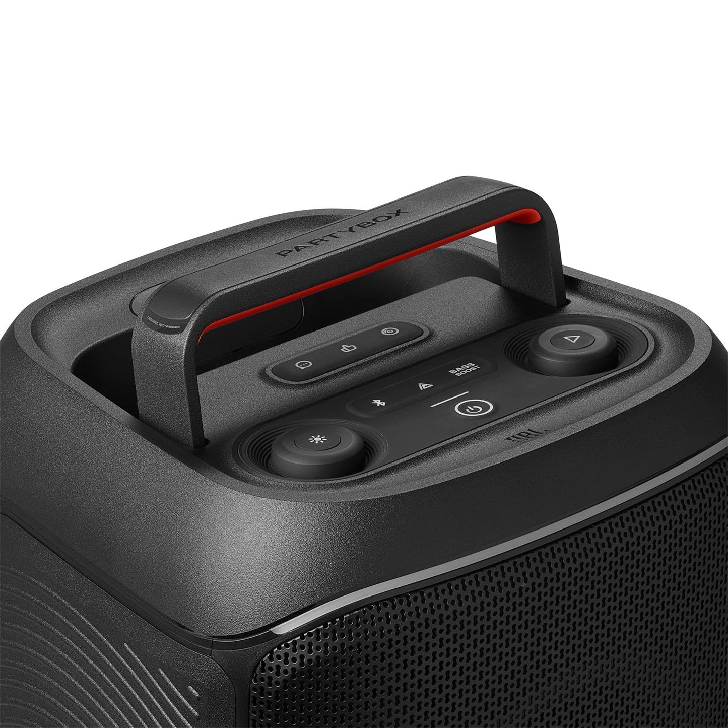 JBL PartyBox Club 120 - Portable Party Speaker with Foldable Handle, Powerful JBL Pro Sound, Futuristic lightshow, Up to 12 Hours of Play time, Splash Proof, Dual Mic & Guitar Inputs (Black)