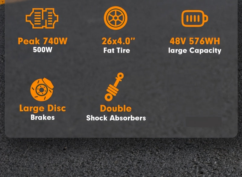 1/2 Packs Electric Bicycles, 740W Peak Brushless Motor, Adult Electric Bicycle With Full Suspension, 48V 13Ah Large Battery, Range 50-80km, 26 Inch X4.0 Fat Tire Electric Bicycle For Snow, Mountain, Sand, Road Cycling, Easter