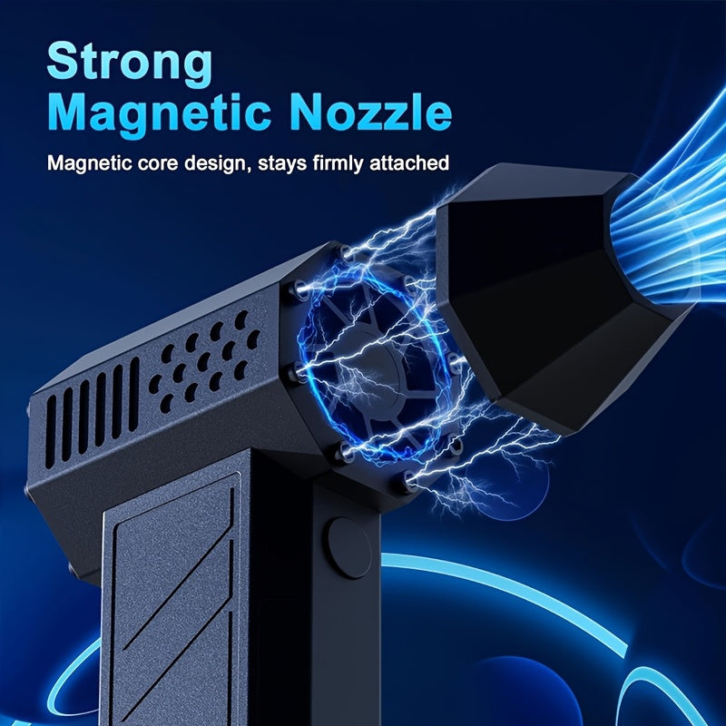 Cordless Electric Air Duster with Mini Turbine Fan - 13000KPa Powerful Jet Blower, USB-C/USB-Rechargeable, Portable Cleaning tool for Keyboard, Computer, Home, Car, Electronics - No Compressed Air Can Needed, Lithium Battery