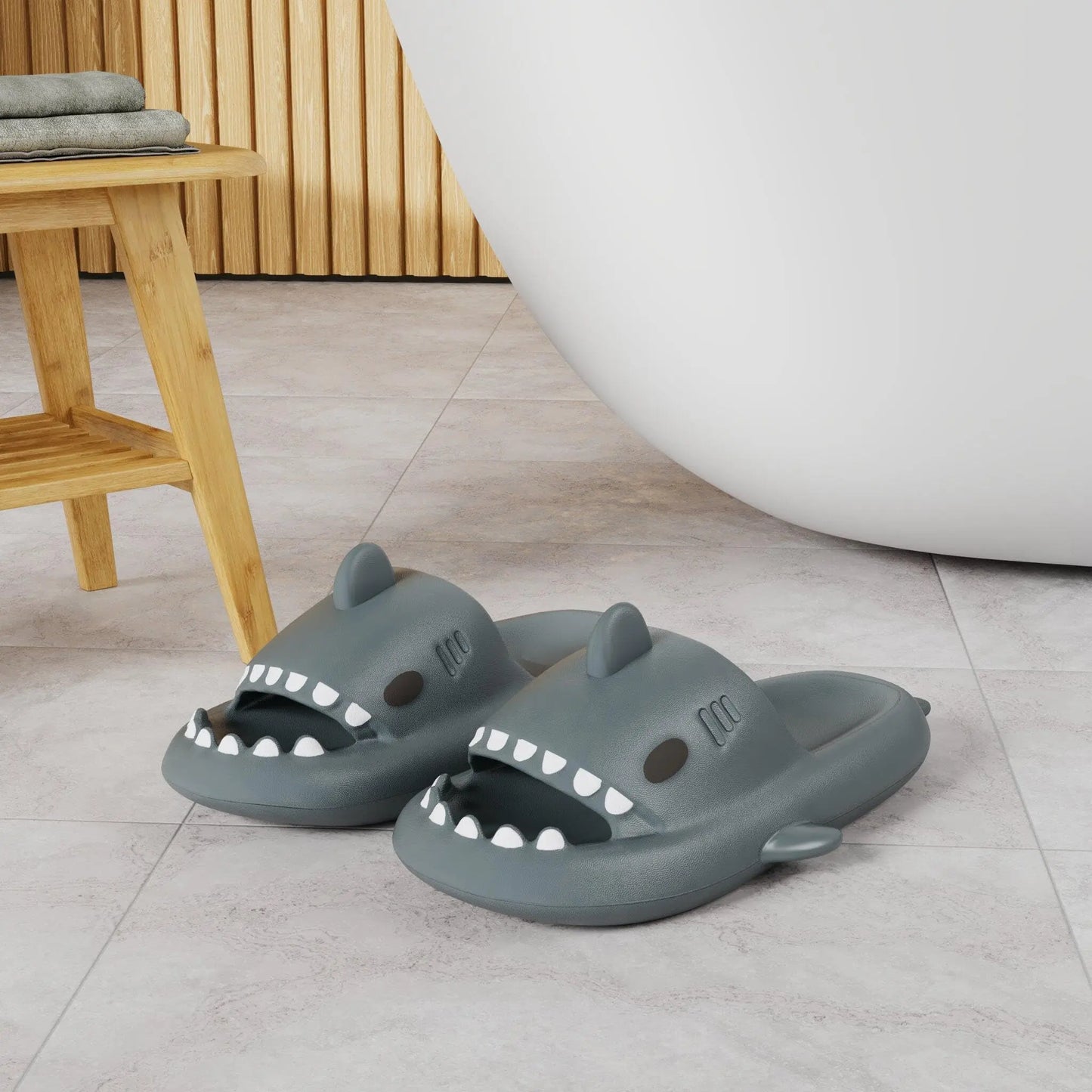 KIDMI New Men's and Women's Shark Slides Cloud Slippers Summer Open Toe Slide Sandals Casual Anti-Slip Beach Pool Shower Shoes