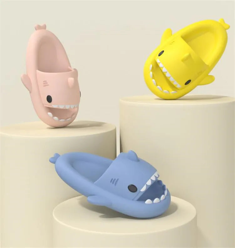 4cm Thick Sole Man Women Shark Slippers Size 46 47 2023 Summer Home Anti-skid Couple Indoor Household Funny Slipper