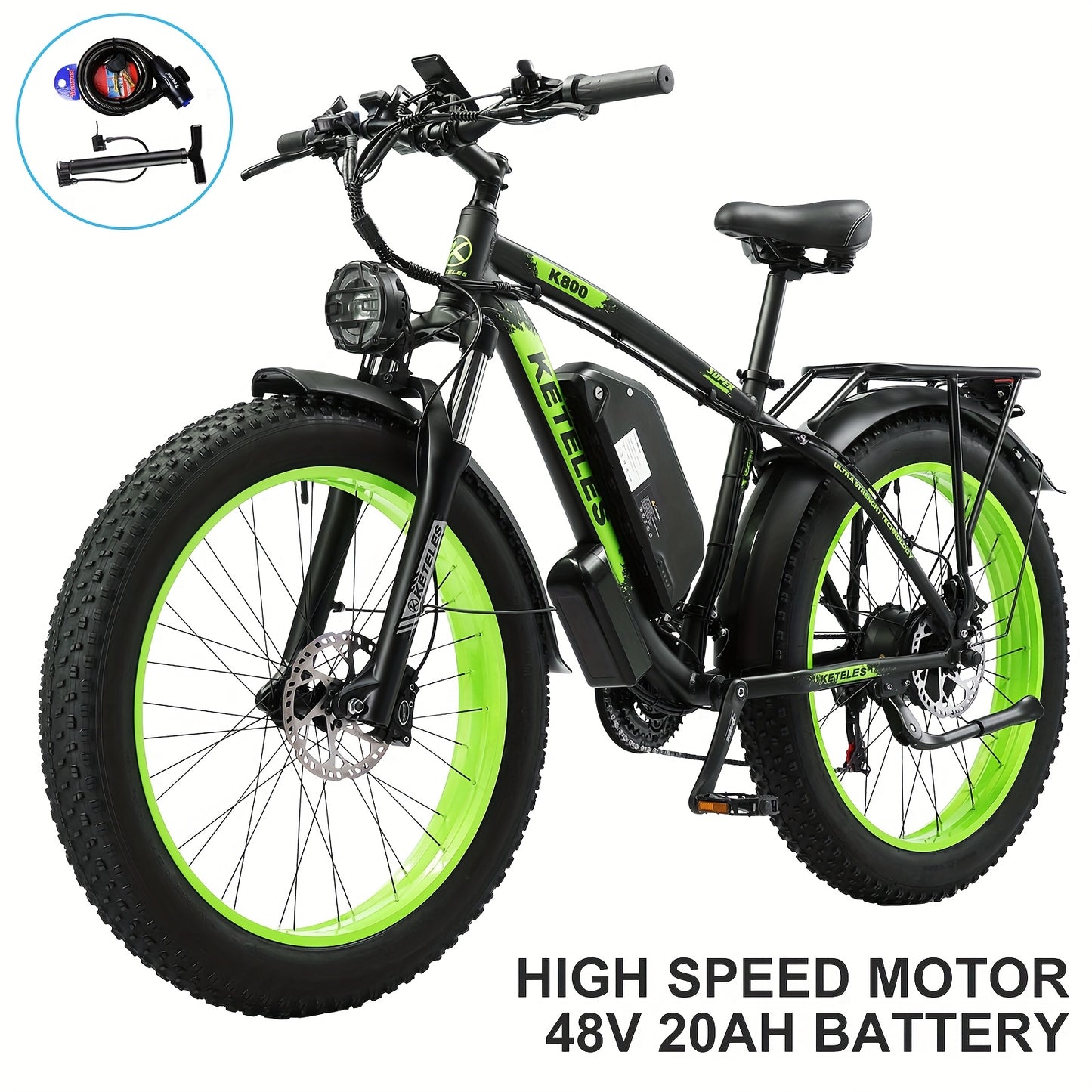 KETELES 26" Adult Electric Bike with 48V 20AH 960Wh Removable Battery, 720W Brushless Motor, 21 Speed Gears, 19.5mph Speed & 50-Mile Range, All-Aluminum Alloy Frame, Front Suspension & Disc Brakes, Black/Blue Accents - Includ