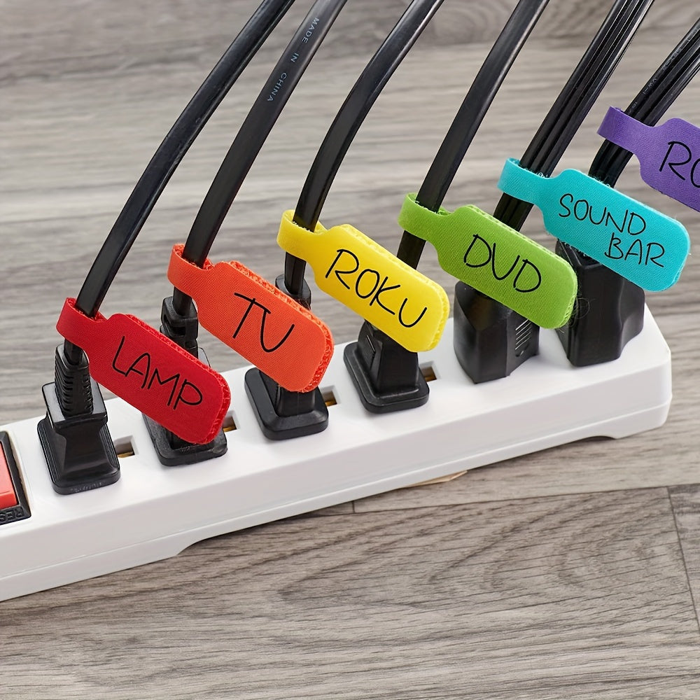 15/32pcs Multicolor Cable Label Tags, Durable Nylon Cord Organizer Straps with Writable Surface for Electronics, Computers, and Cable Management