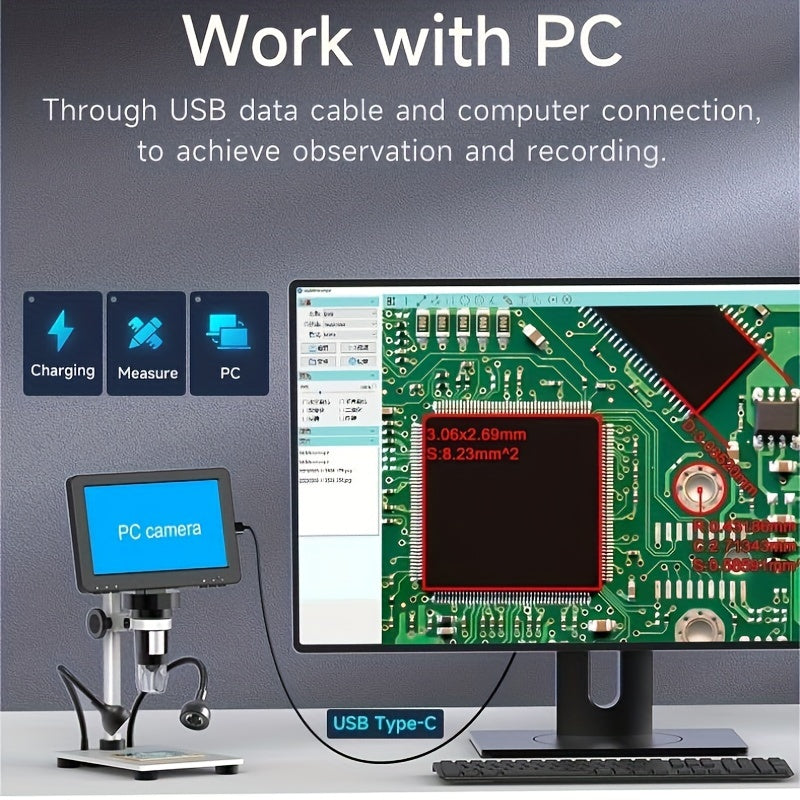 Rievbcau 7-Inch Hd Digital Microscope With 1200X Magnification - Perfect For Electronics Repair & Photography