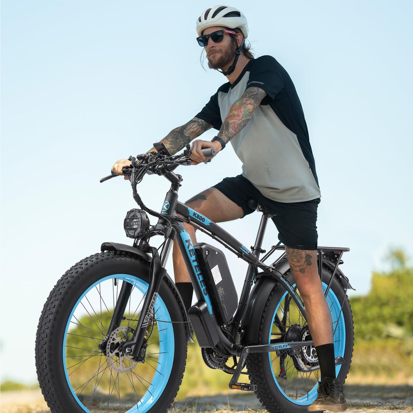 KETELES 26" Adult Electric Bike with 48V 20AH 960Wh Removable Battery, 720W Brushless Motor, 21 Speed Gears, 19.5mph Speed & 50-Mile Range, All-Aluminum Alloy Frame, Front Suspension & Disc Brakes, Black/Blue Accents - Includ