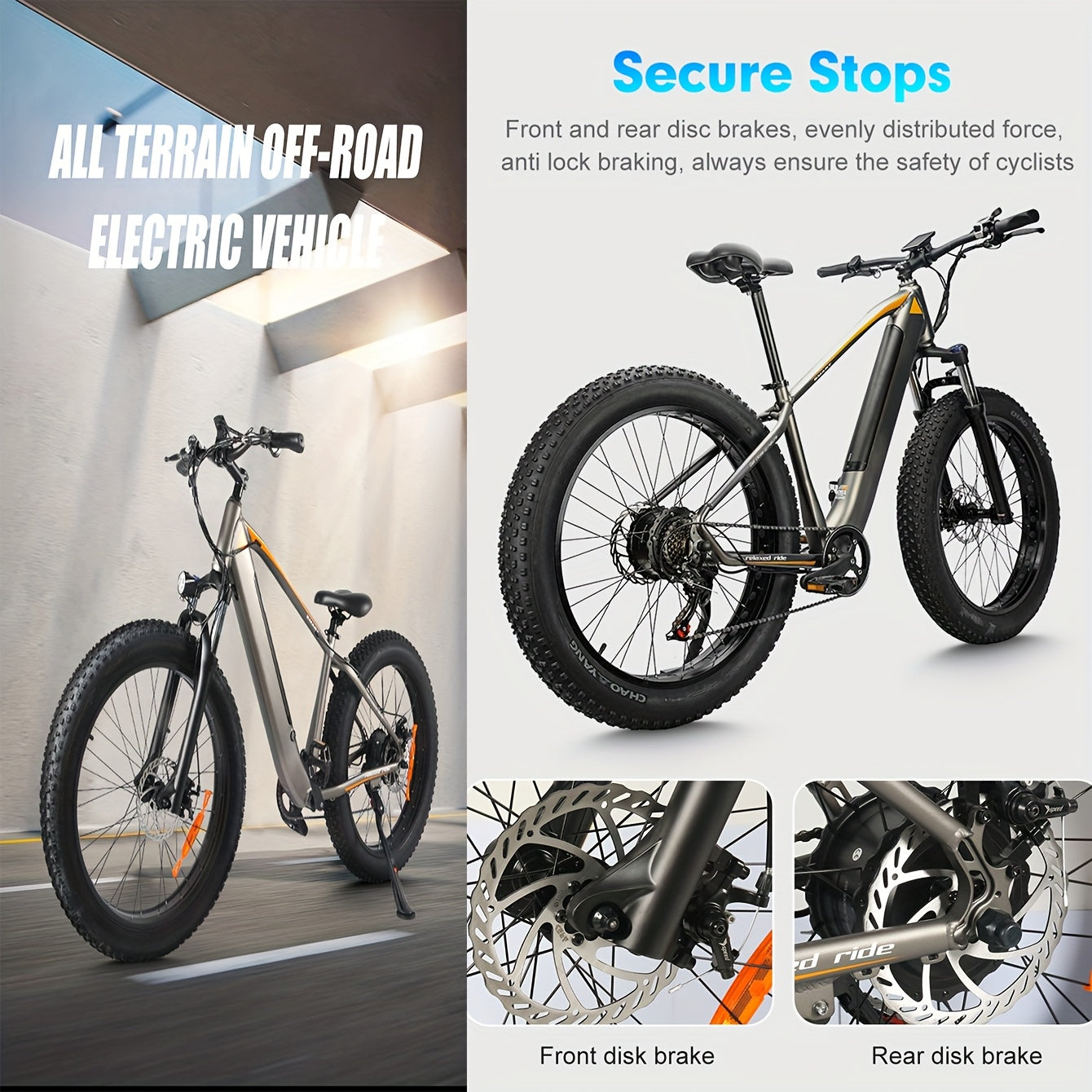 1/2 Packs Electric Bicycles, 740W Peak Brushless Motor, Adult Electric Bicycle With Full Suspension, 48V 13Ah Large Battery, Range 50-80km, 26 Inch X4.0 Fat Tire Electric Bicycle For Snow, Mountain, Sand, Road Cycling, Easter