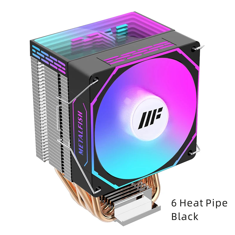 METALFISH ZH1400 CPU Cooler 4 HeatPipes 4PIN PWM Silent ARGB Fan For Intel 1700 1200 115X 1366 2011 AM5 AM4 AM3 x99 x79