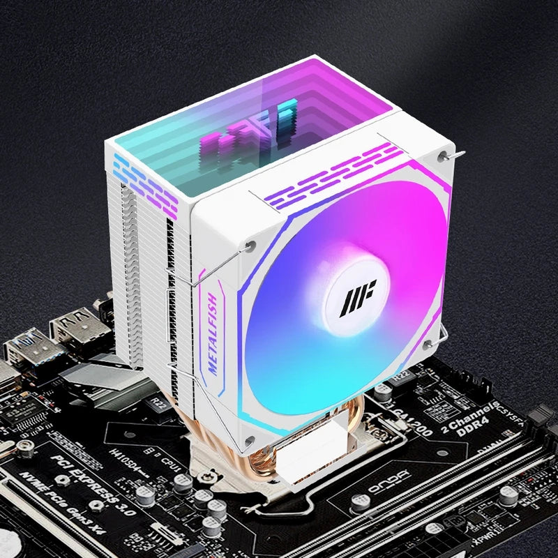 METALFISH ZH1400 CPU Cooler 4 HeatPipes 4PIN PWM Silent ARGB Fan For Intel 1700 1200 115X 1366 2011 AM5 AM4 AM3 x99 x79