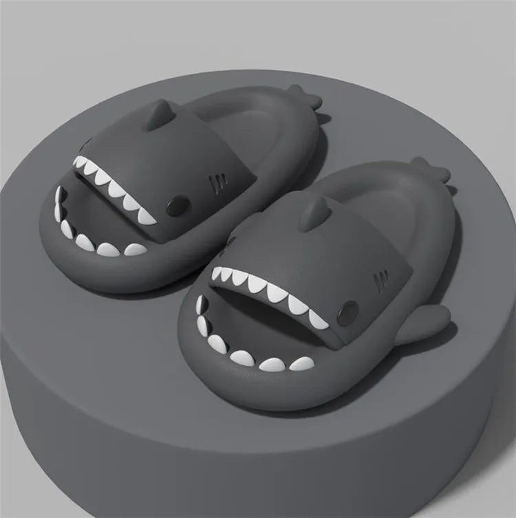 4cm Thick Sole Man Women Shark Slippers Size 46 47 2023 Summer Home Anti-skid Couple  Indoor Household Funny Slipper