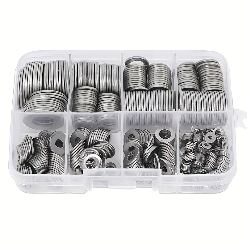 180pcs Stainless Steel Washer Ring Set, Polished Finish, M2-M10 Size, Easy Installation, Durable Material, Suitable For DIY Projects Machinery Electronics, Ideal Choice For Professionals And Enthusiasts
