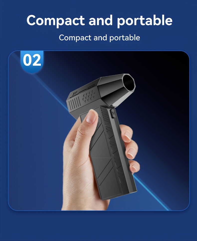 Cordless Electric Air Duster with Mini Turbine Fan - 13000KPa Powerful Jet Blower, USB-C/USB-Rechargeable, Portable Cleaning tool for Keyboard, Computer, Home, Car, Electronics - No Compressed Air Can Needed, Lithium Battery